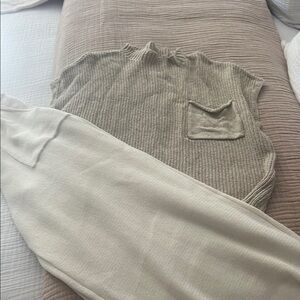 Free People Tan and Cream Jumpsuit